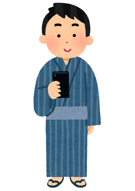 スマホを使う浴衣を着た人のイラスト 男性 かわいいフリー素材集 いらすとや