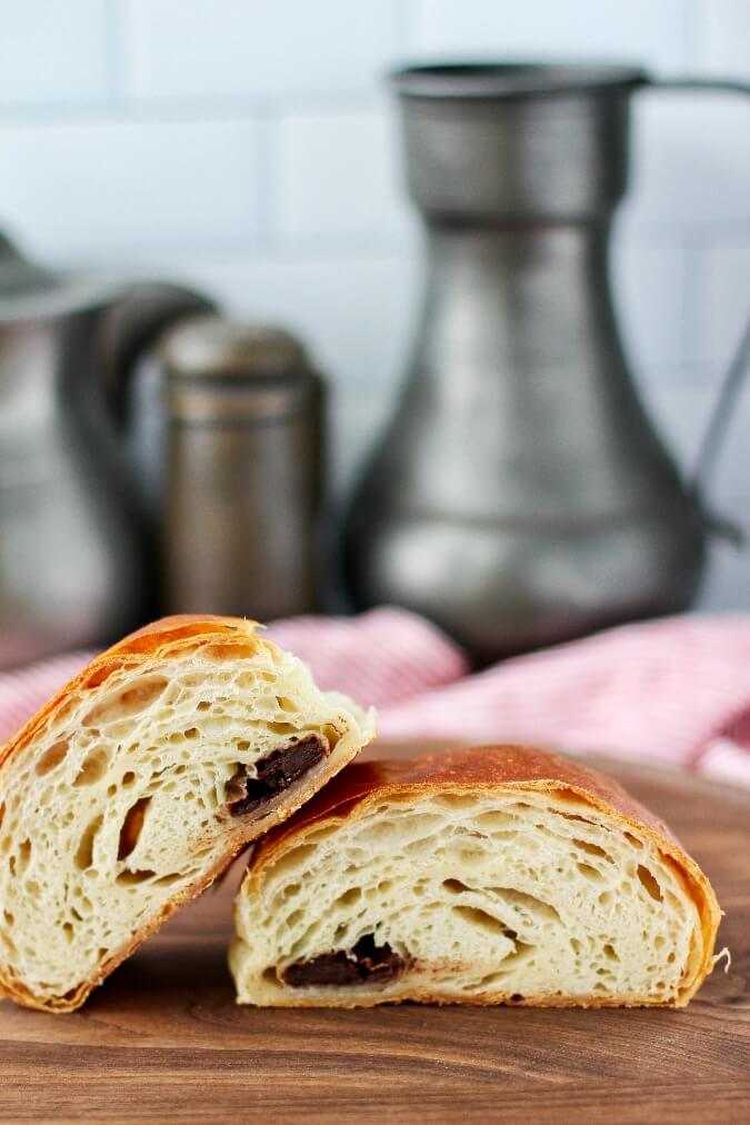 Chocolate Croissants sliced