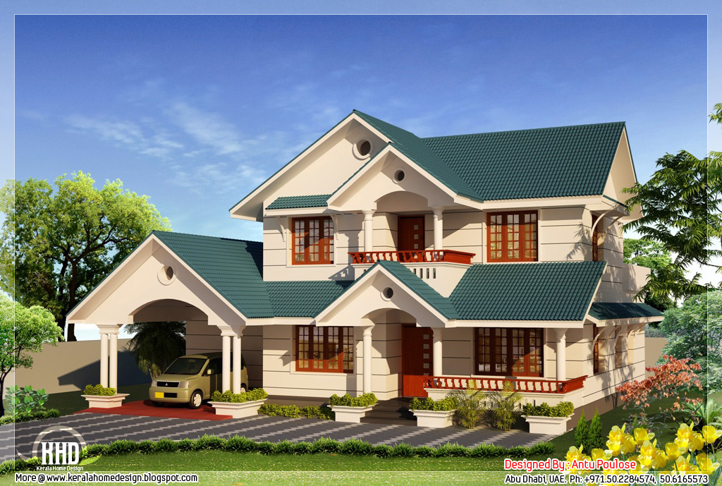 4 bhk sloping roof  home  design  2210 sq ft Kerala home  