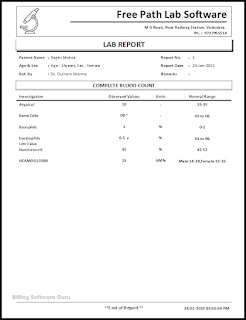 Free Pathology Lab Software for Making Clinical Report and Receipt Printing Lifetime Download Now