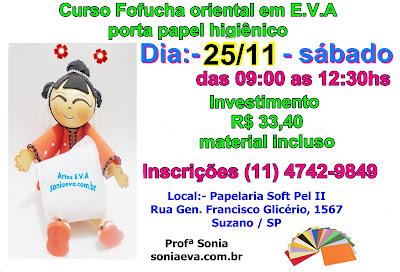 Curso fofucha oriental em E.V.A - porta papel-higiênico   inscrições abertas