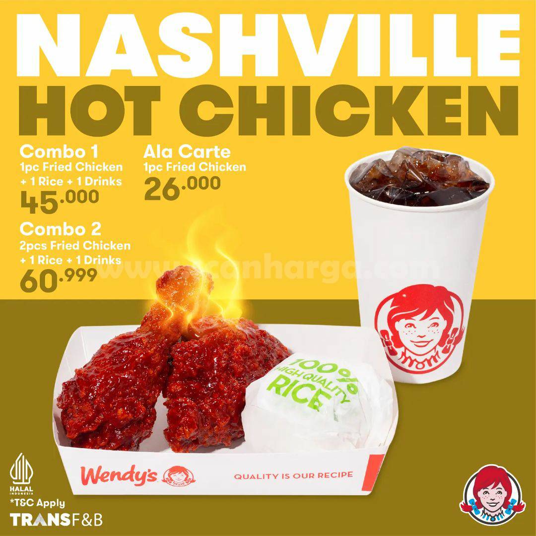 Promo WENDY’S Nashville Hot Chicken – Harga mulai Rp. 45ribu