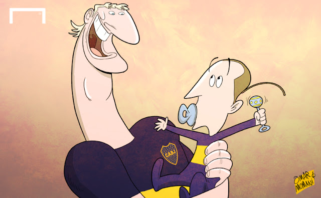 Martin Palermo and Rodrigo Palacio cartoon caricature