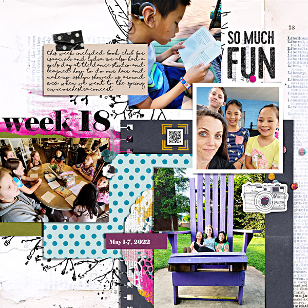 Week 18 Digital Scrapbook Page by Scrapping with Liz