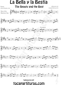 Partitura de La Bella y la Bestia para Saxofón Alto y Sax Barítono by Disney The Beauty and the Beast Sheet Music for Alto and Baritone Saxophone Music Scores