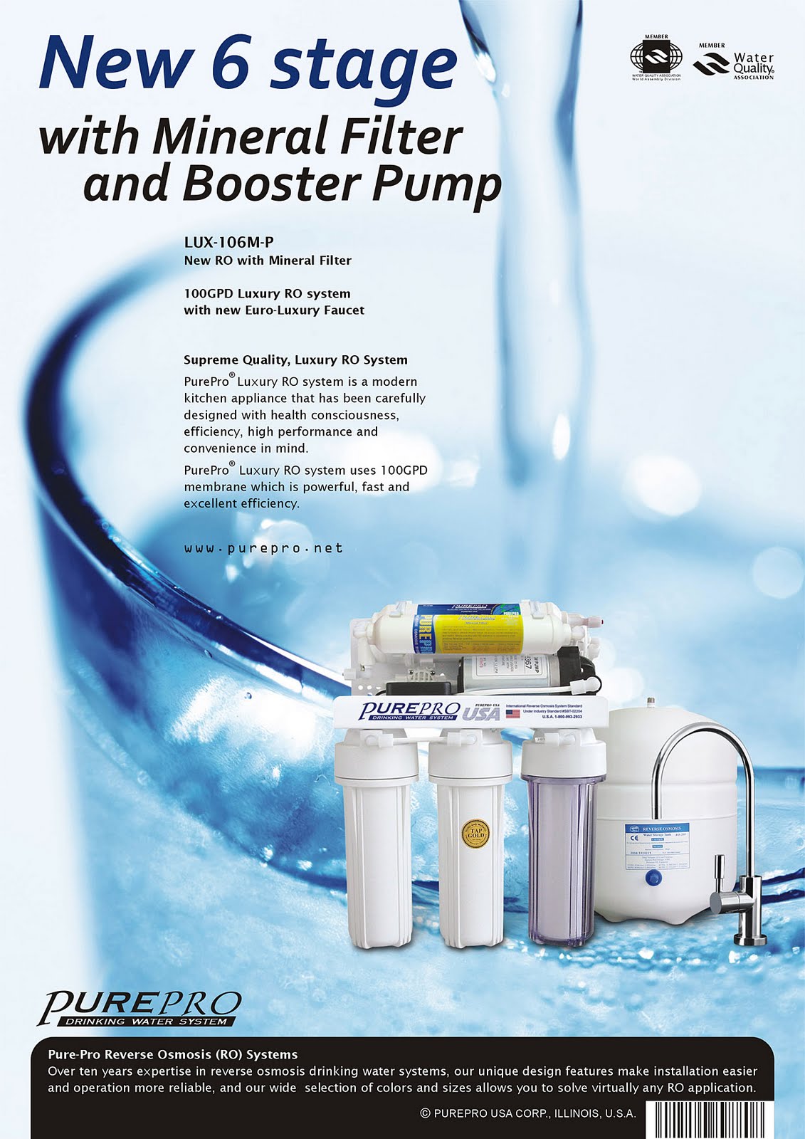 PurePro® LUX-106M-P Reverse Osmosis Water Filtration System