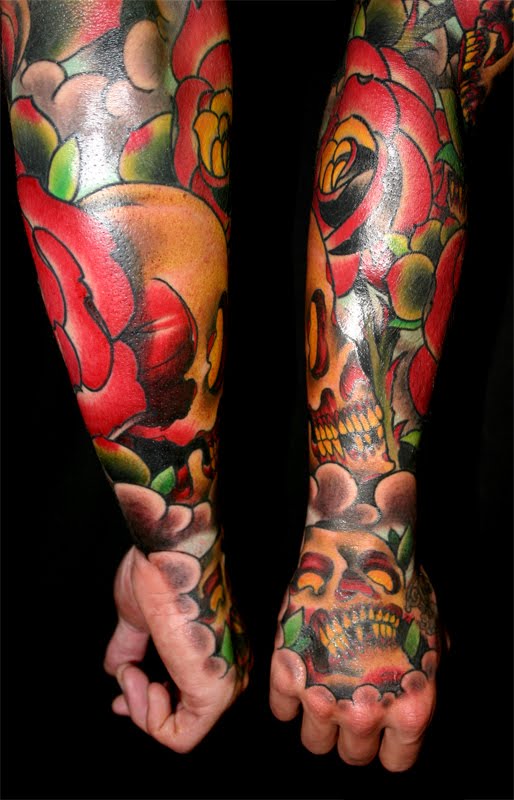 Skull Hand Tattoo Color