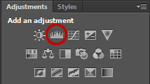 Klik icon Levels adjustment layer.