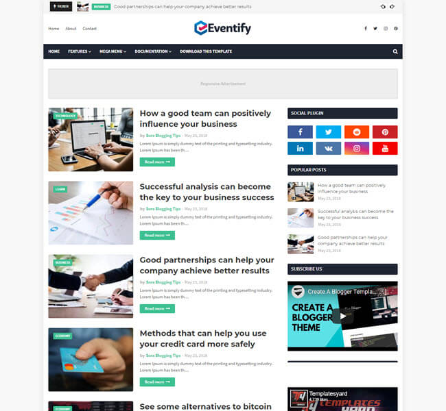 eventify a responsive free blogger/blogspot template