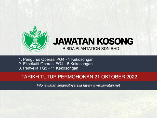 Jawatan Kosong RISDA Plantation Sdn Bhd 2022