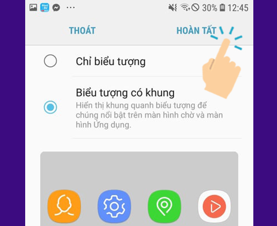 chọn vào Biểu tượng mình thích và ấn Hoàn tất