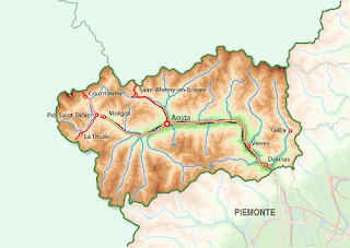 Mappa della Valle D'Aosta