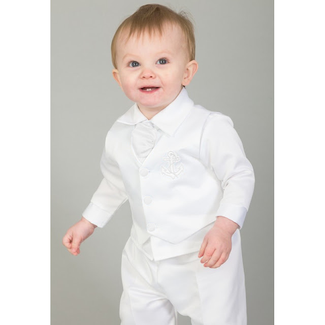 Baby Boys White Christening Outfit, Baptism Suit in Goa