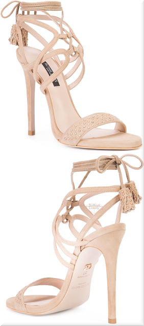 ♦Ruthie Davis Willow beige studded tassel sandal #shoes #pantone #beige #brilliantluxury