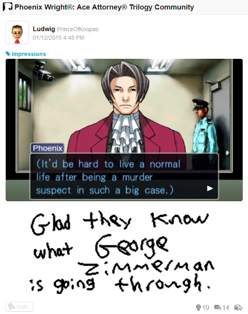 Phoenix Wright Ace Attorney Miles Edgeworth George Zimmerman normal life murder suspect big case Detention Center