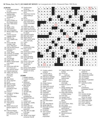 Halloween Crossword Puzzles on New York Times Crossword By Ian Livengood And Jasa Crossword Class