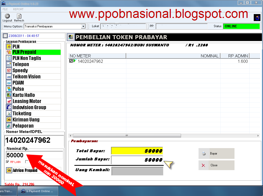 PPOB ARINDO PRATAMA: Panduan Transaksi PLN Prepaid