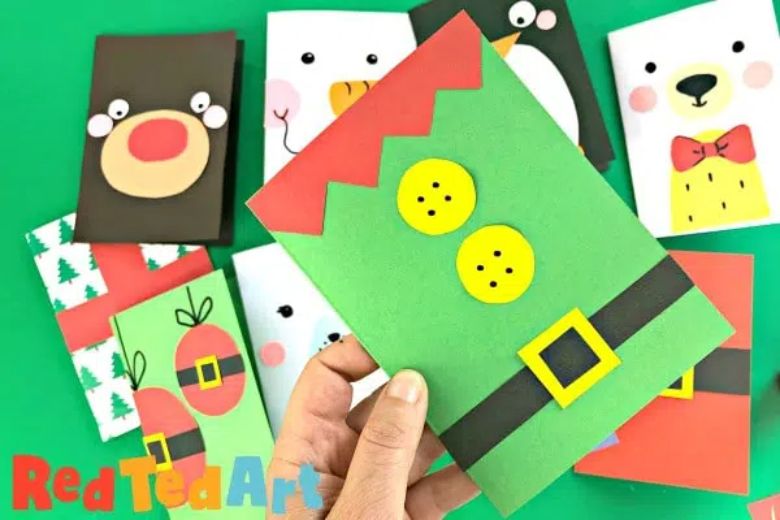 Easy elf Christmas card craft