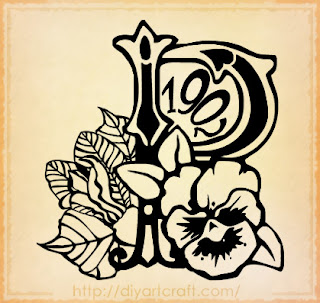 flowers tattoo letter P