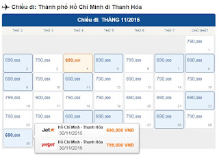 Vé máy bay Hồ Chí Minh đi Thanh Hóa tháng 11