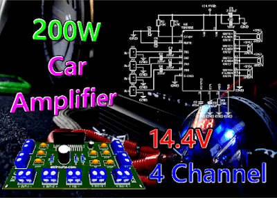 14V 4 Channel 200W MOSFET Quad Bridge Power Amplifier using TDA7850 with PCB