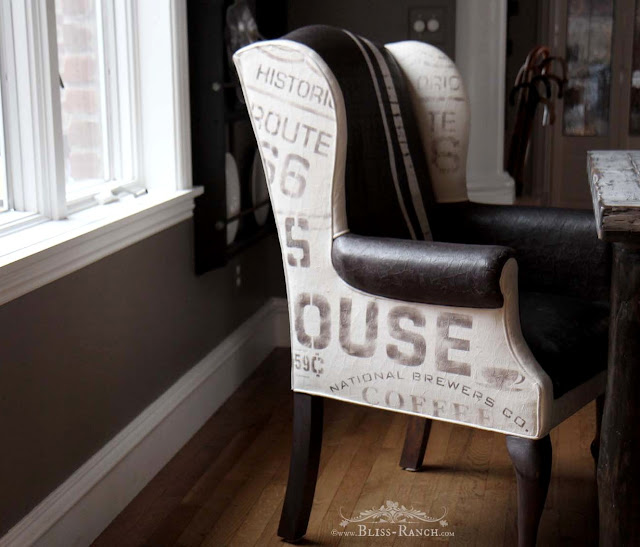 Stenciled Subway Art Dining Chairs w/ Old Sign Stencils, Bliss-Ranch.com