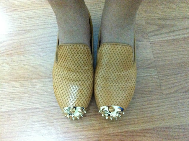 Celine Estella's unique leather studded slips she got from Hong Kong