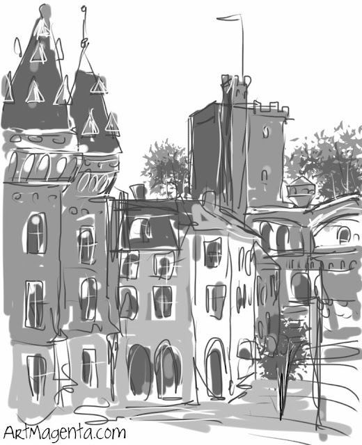 Helsingborg, urban sketch by ArtMagenta.