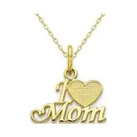 I Heart Mom Pendant Necklace 10K Yellow Gold with Chain