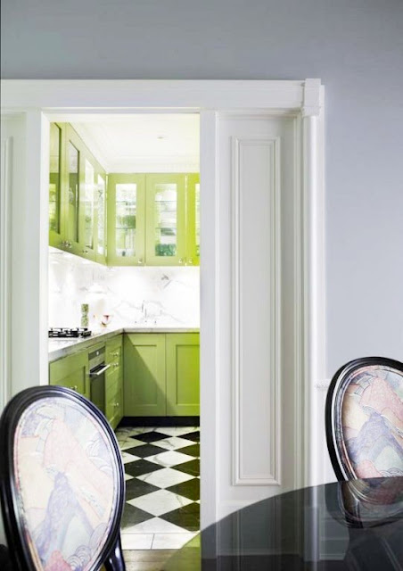 View into the small kitchen form the dining room