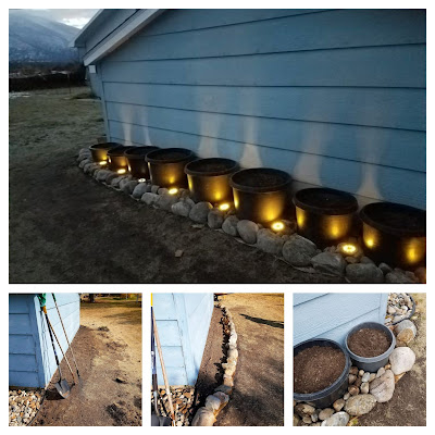 Flower garden and solar lights walking path.