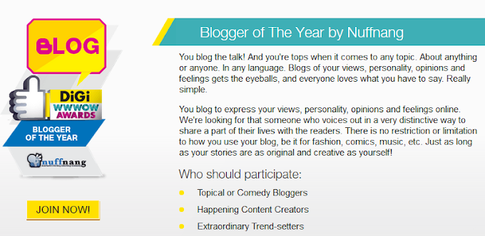 Adakah Anda Blogger Of The Year 2013 : DiGi WWWOW Internet Awards?