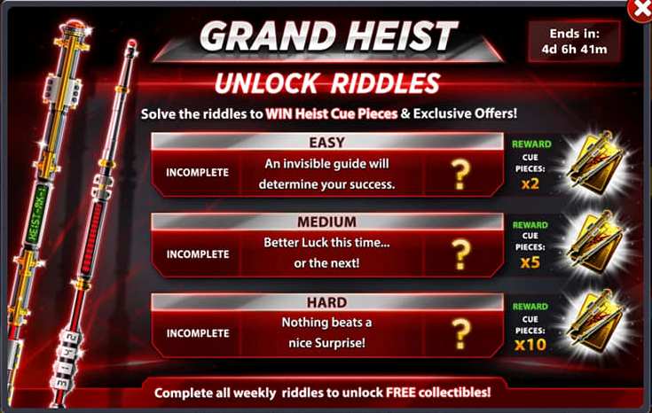 GRAND HEIST QUEST || FIRST WEEK RIDDLES || FREE CUE ...