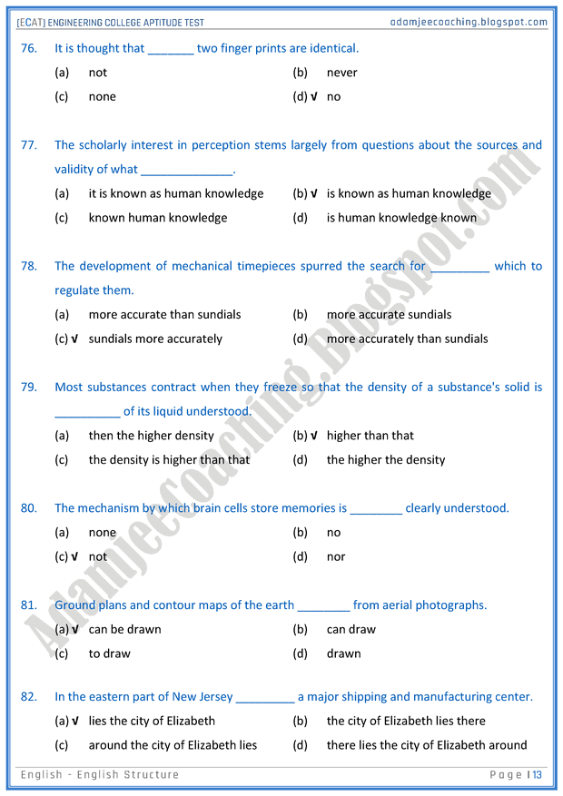 ecat-english-english-structure-mcqs-for-engineering-college-entry-test