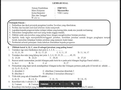 Soal PAS Matematika Kelas 8 Kurikulum 2013 SMP/MTs