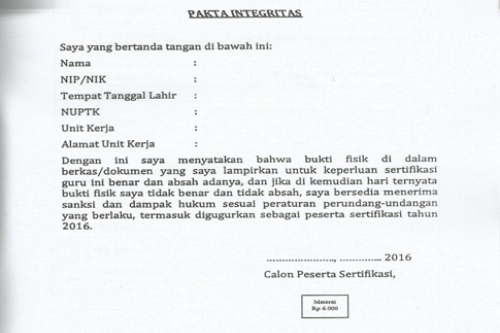 Berkas Yang Harus Dikumpulkan Calon Penerima Plpg 2016