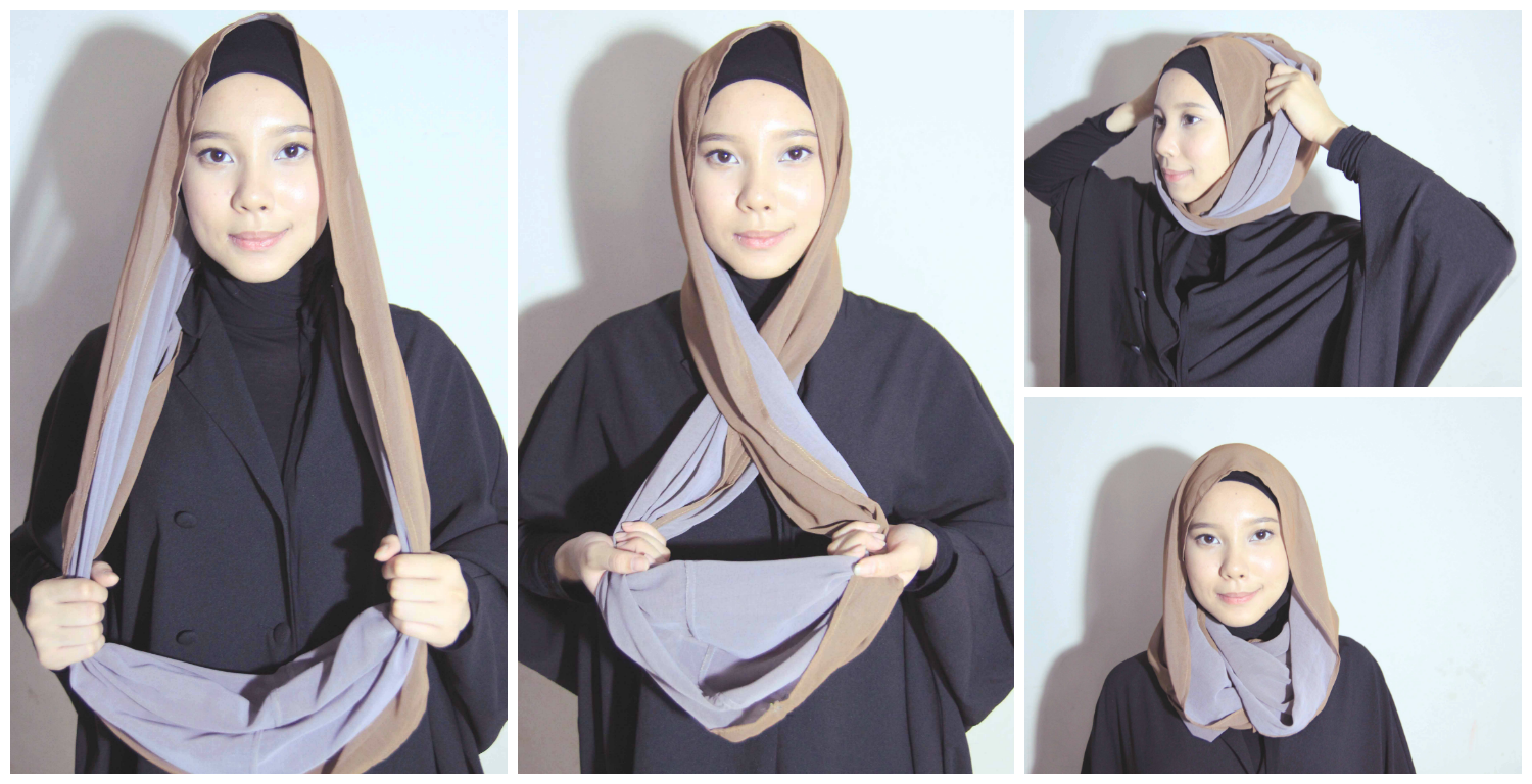 90 Gambar Terupdate Tutorial Hijab Indonesia Pashmina Monochrome 2017