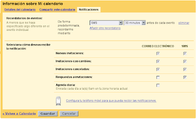 Configuración de la notificación SMS