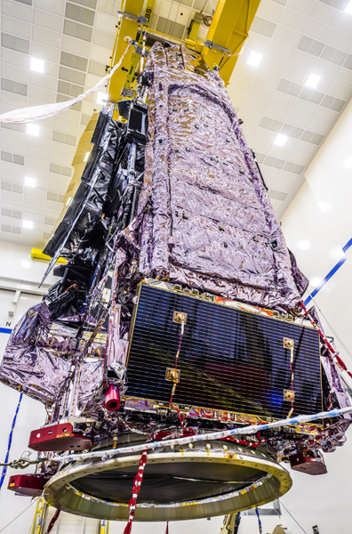 After final installation, the solar array for the James Webb Space Telescope is visible at the bottom of the observatory...at the Northrop Grumman facility in Redondo Beach, California.