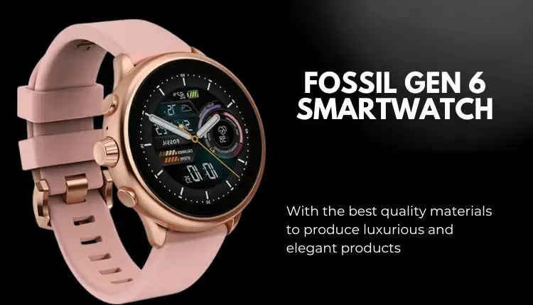 Front view of Fossil Gen 6 Smartwatch with a black background