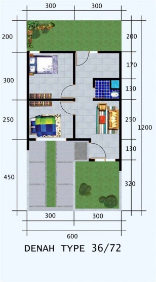  40  Contoh Denah Rumah  Minimalis Type  36 Berbagai Model 