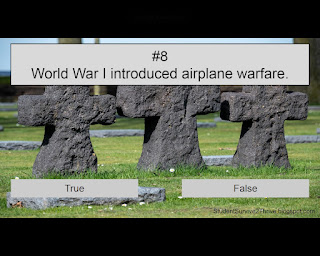 World War I introduced airplane warfare. Answer choices include: true, false