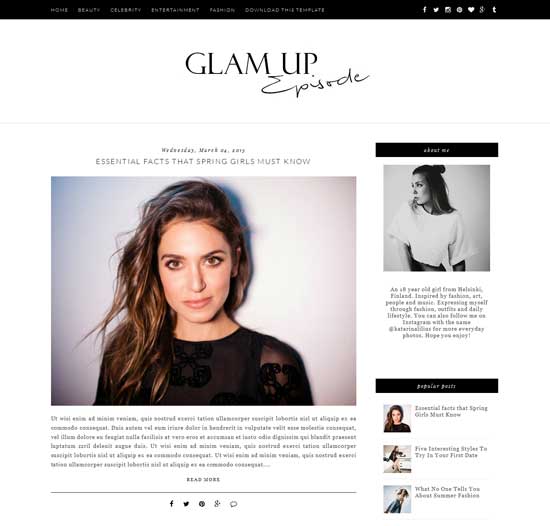 Glam Up Free Blogger Theme ( Best Simple Blogger Templates)