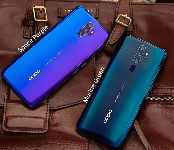 صورة لهاتف اوبو oppo a9 2020 بالون البنفسجى و الاخضر 