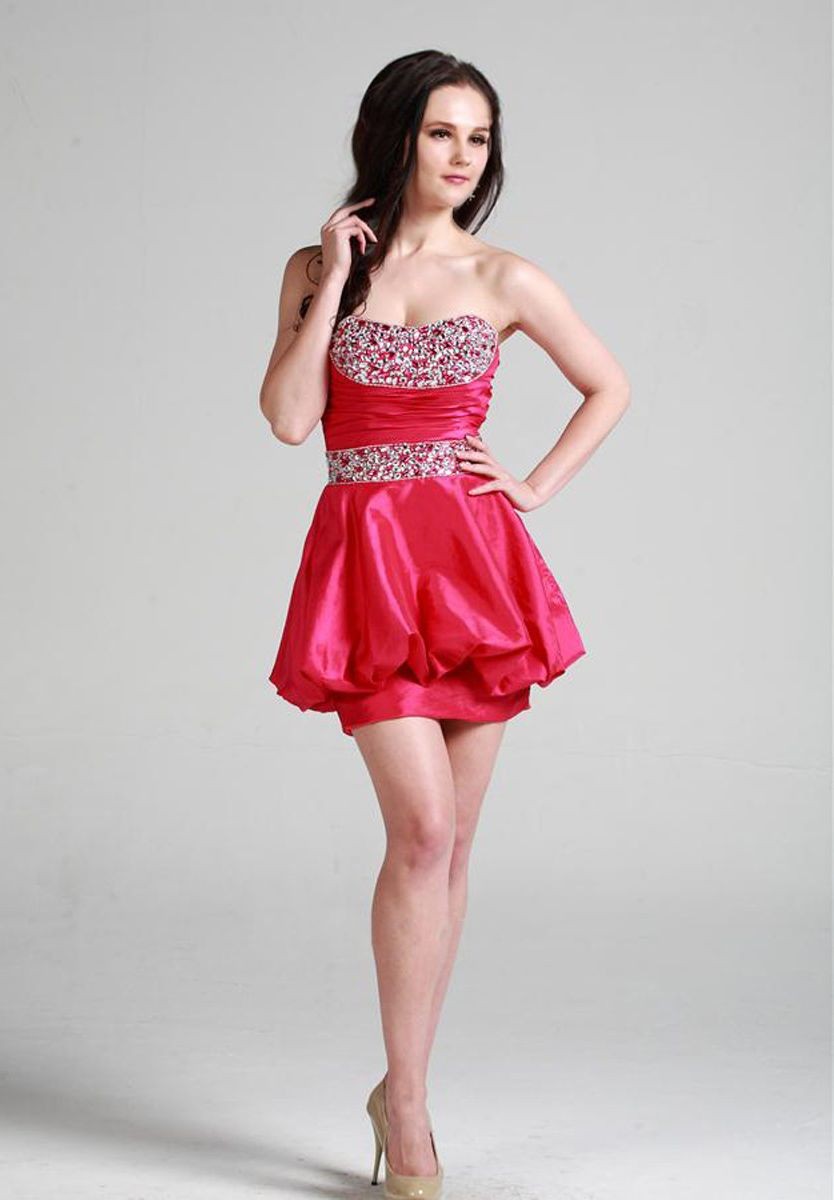 Taffeta Strapless Sweetheart A-line Short Cocktail Dress