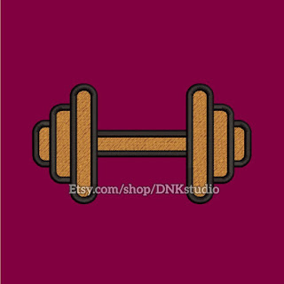 Weightlifting Barbell Embroidery Design