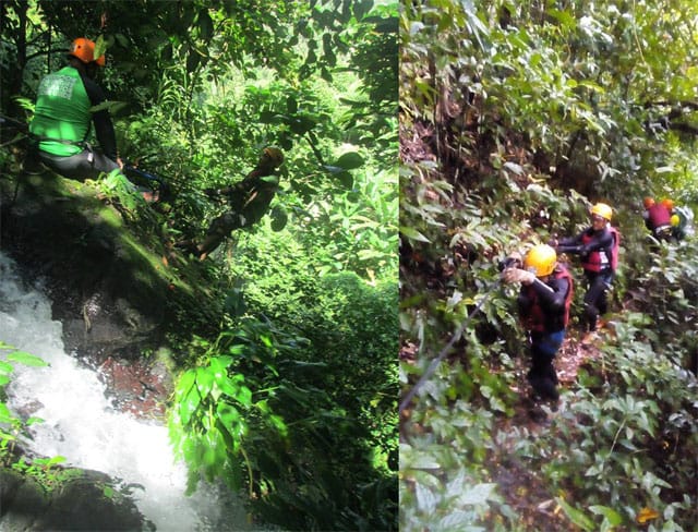 Trailing to the top of the waterfalls