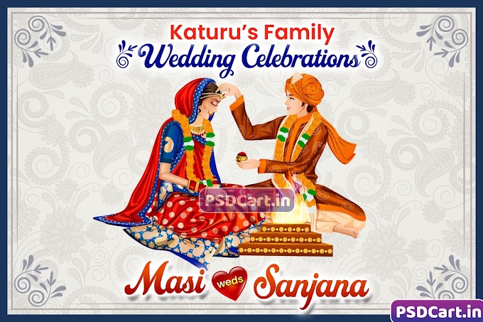 English Hindi Marriage  Wedding Banner Flex Design PSD File Download