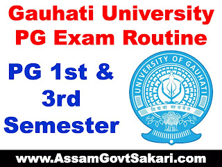 Gauhati University PG Exam Routine 2021
