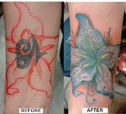 Blue Lily Tattoos (blue lily coverup)